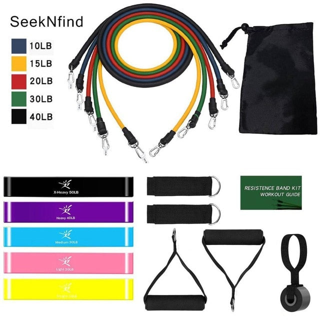 Pro 16Pcs Resistance Bands Set Yoga Exercise Arm blaster arm trainer gym handle gym equipement Fitness Exercise   fitness bands